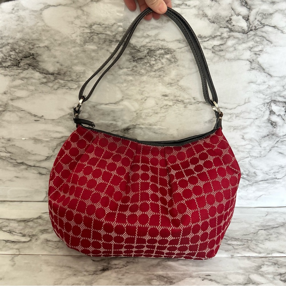 Kate Spade vintage Y2K Dot Noel baguette hobo shoulder bag cherry red jacquard